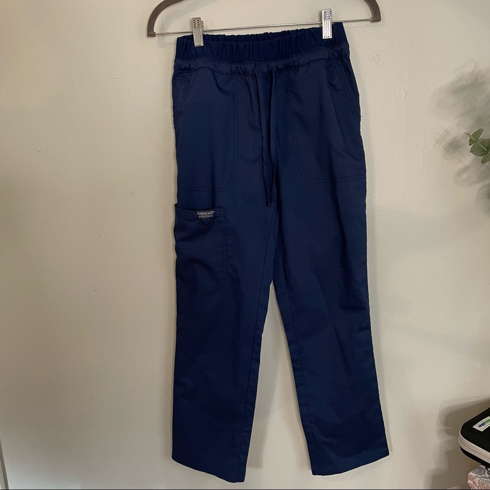 Cherokee Scrub Pants XS Petite Navy Blue